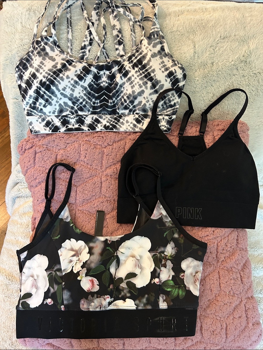 Victoria secret sport  Floral & Black Sports Bra Set 3 pack